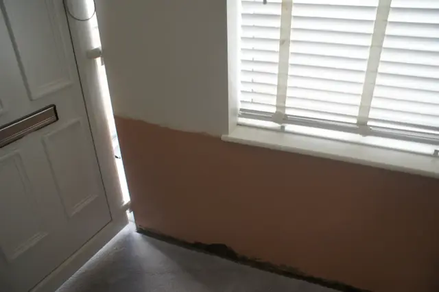 Low-level replastering in the hallway