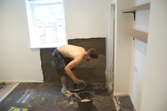 Tanking render trowelled on
